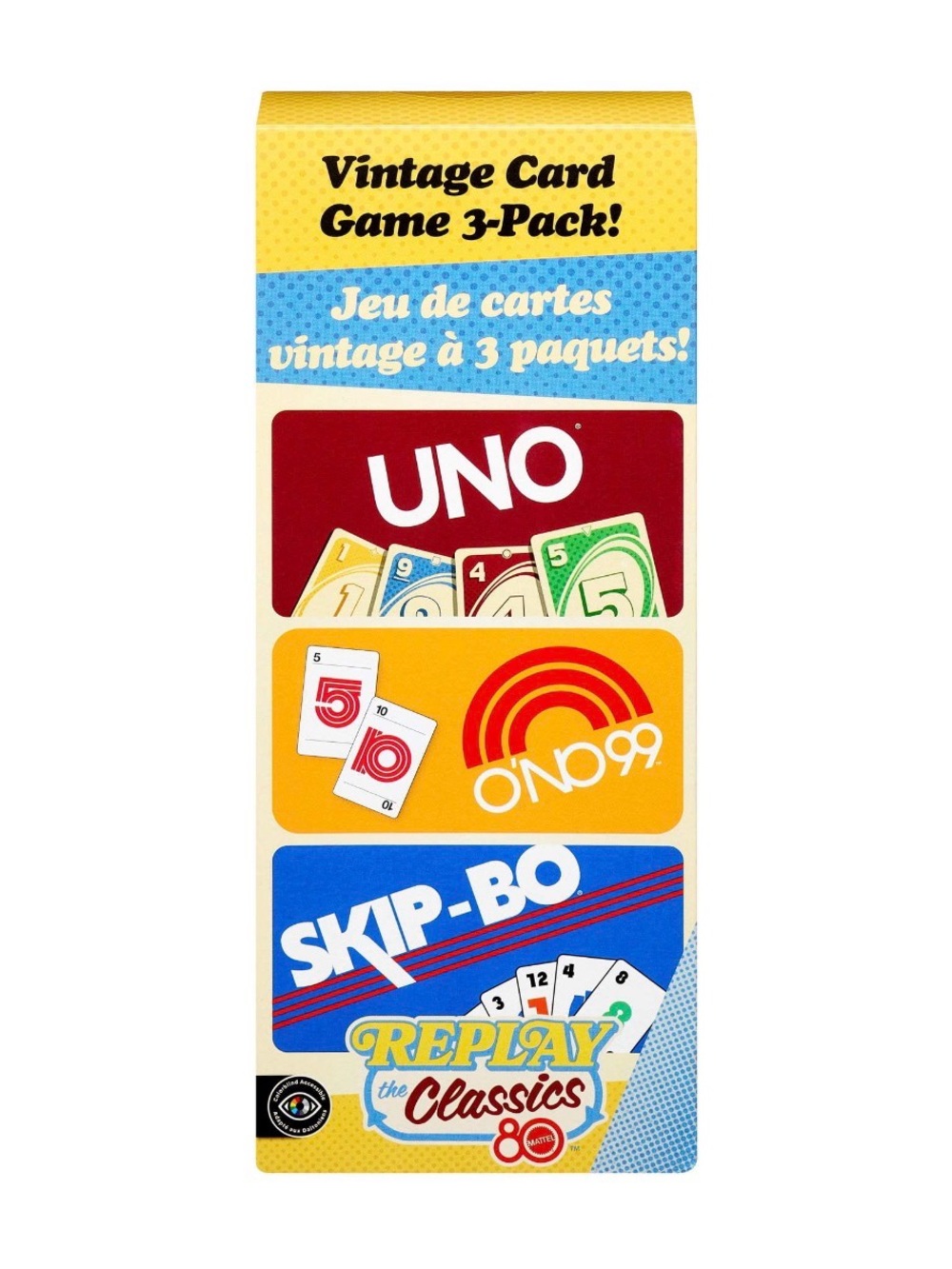 Mattel Replay the Classics Card Game 3-Pack — Yellow, Blue, Red